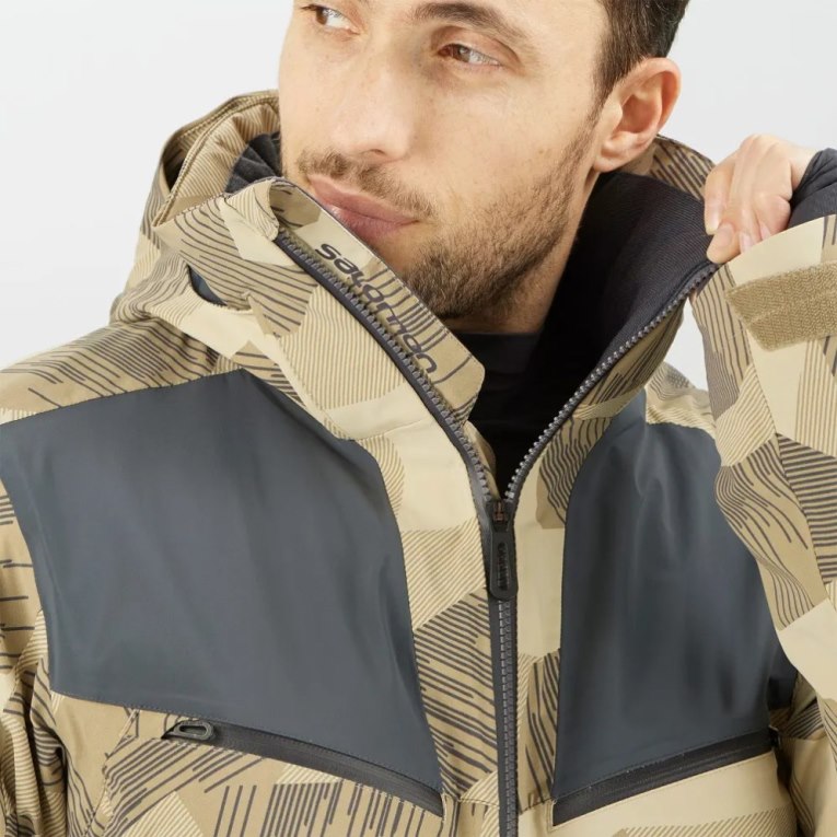 Camo Salomon Brilliant Insulated Men's Ski Jackets | IE OH2710